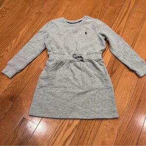 Girls Polo Ralph Lauren Cotton Blend Fleece Sweatshirt Dress Gray Small S 7